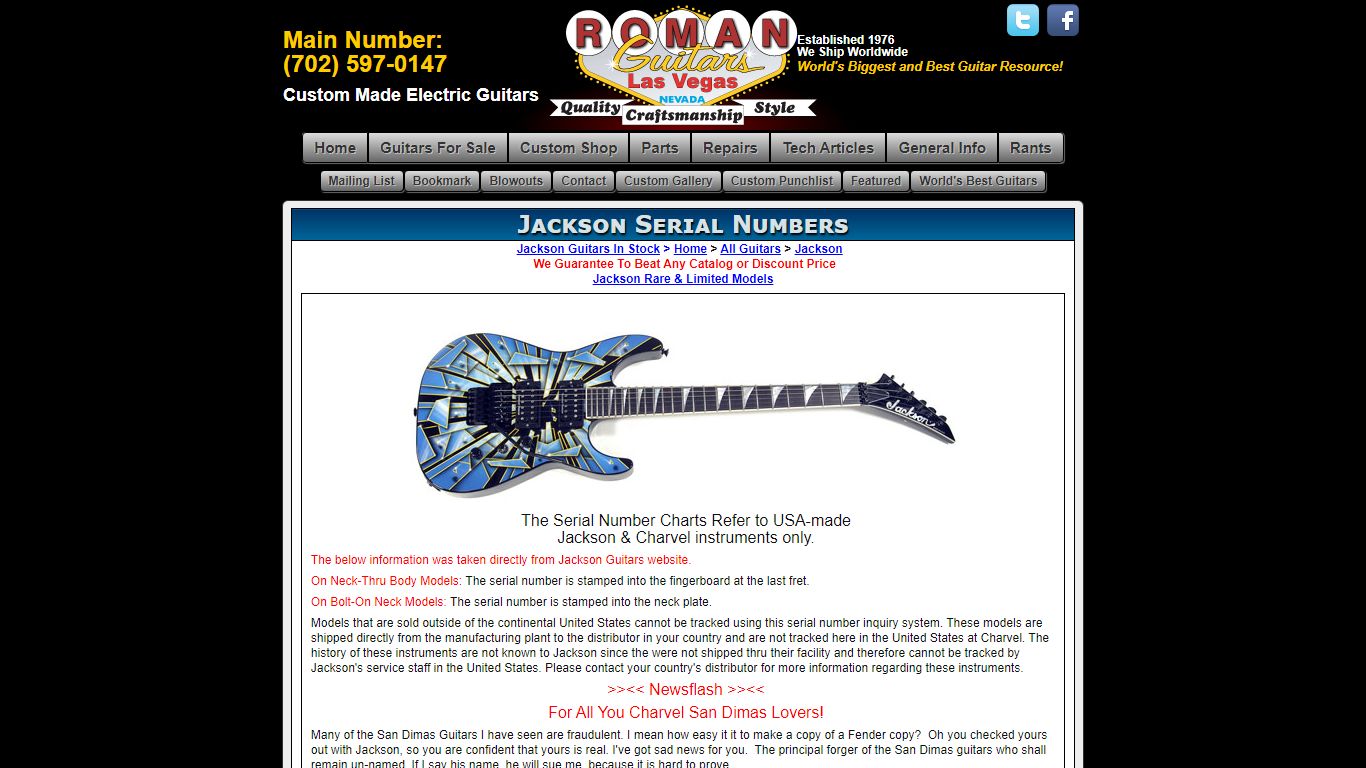 Jackson Guitars - Serial Numbers - Ed Roman Guitars